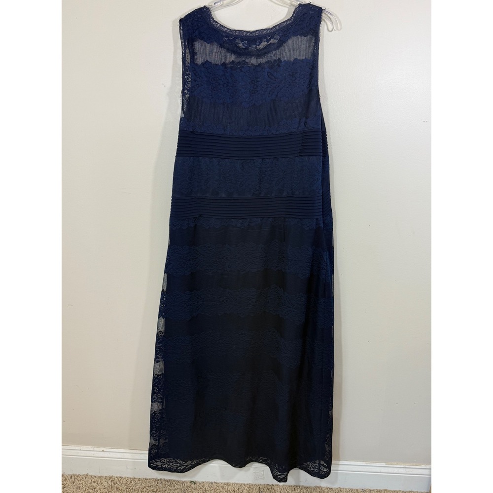 Catherines Women's 2X Navy Lace Maxi Dress Plus Size Elegant